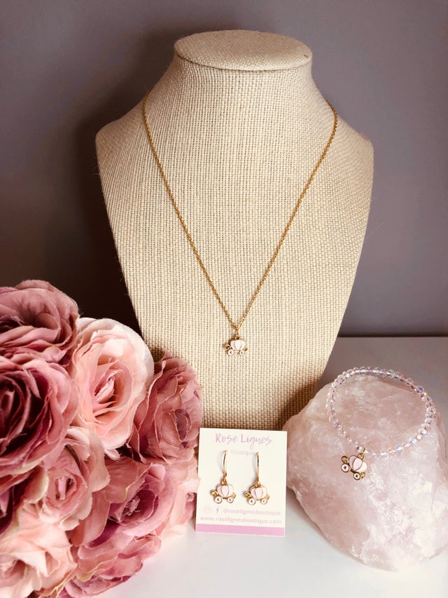 Collier Doré Accessorize Avec Pendentif Rose - Alliage - Occasion